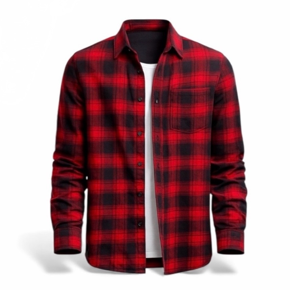 Hollister Men’s Fleece Lined Red Black Plaid Flannel Shirt L NWOT